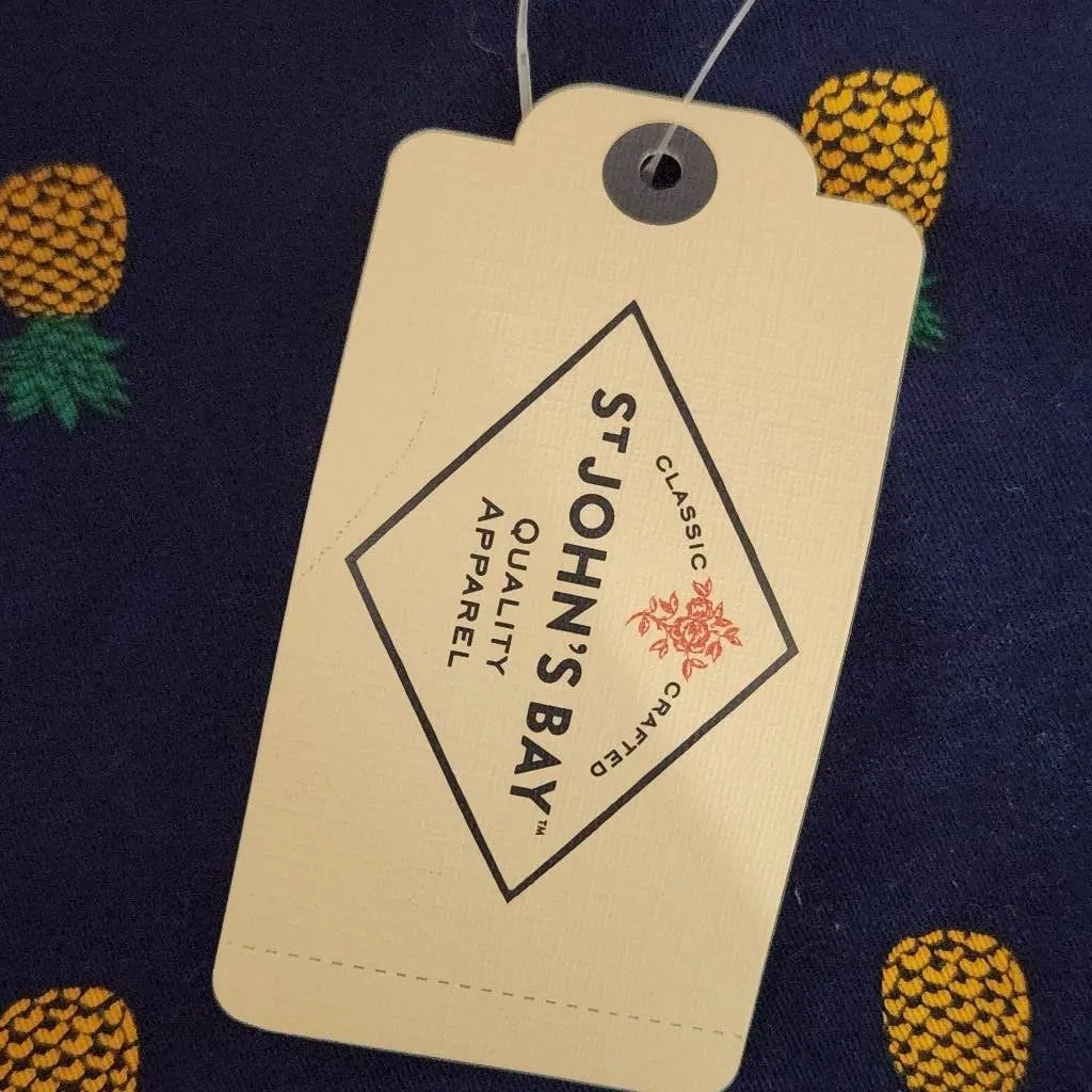 St. John's Bay Navy Pineapple Chino Shorts NWT Size 18 Navy Shorts Tie Waist - Image 12