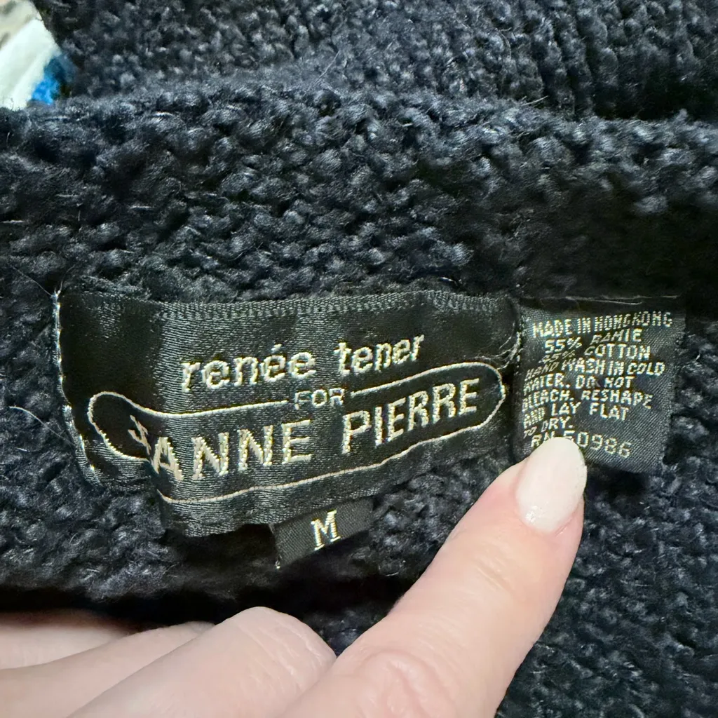 Renee tener Jeanne Pierre vintage knitted sleeveless mock neck pattern top M - Image 5