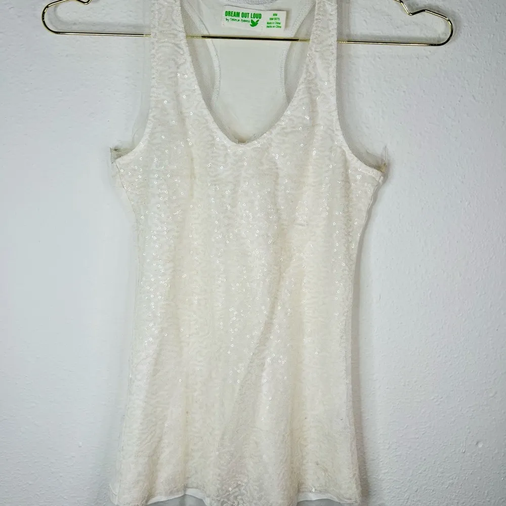 Dream Out Loud by Selena Gomez White Sequined Top Size Medium Work to Weekend - Image 2