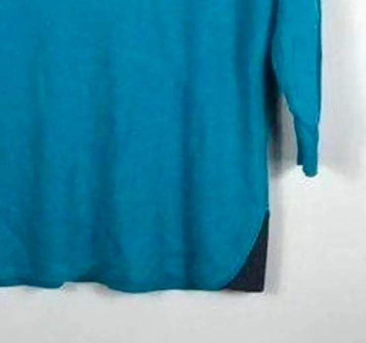 Sz L Gorgeous Teal Sweater Viscose Nylon Wool Blend Machine Washable - Image 4