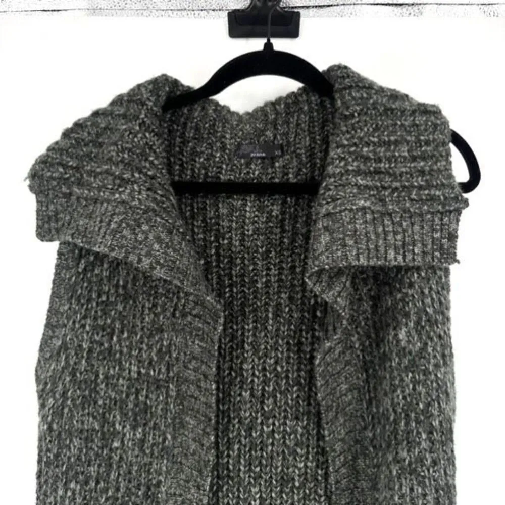 PRANA Thalia Cardigan Sweater Vest Cargo Gray Marled Wool Duster Long Knit XS - Image 5