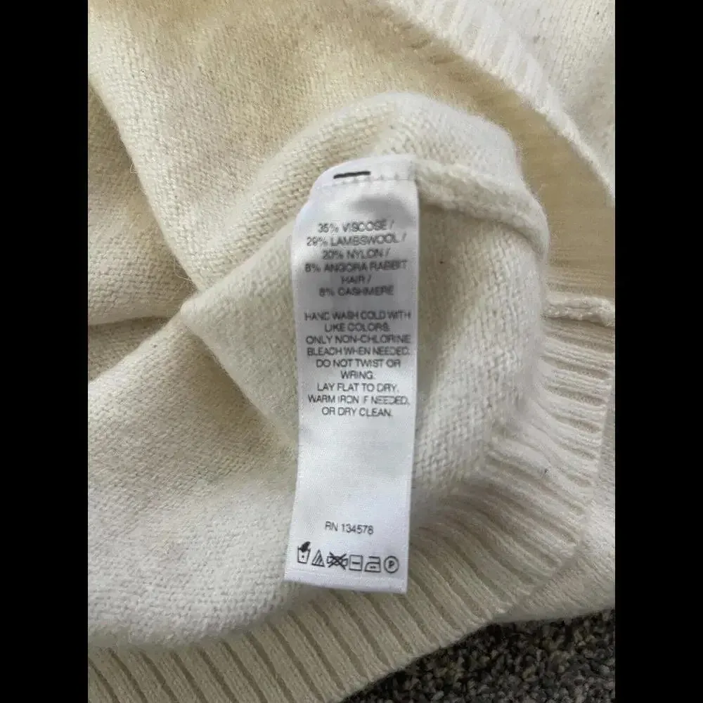 Vineyard Vines Cashmere Lambs Wool Sea Shell Sweater Angora Rabbit Cream Size XS - Image 5