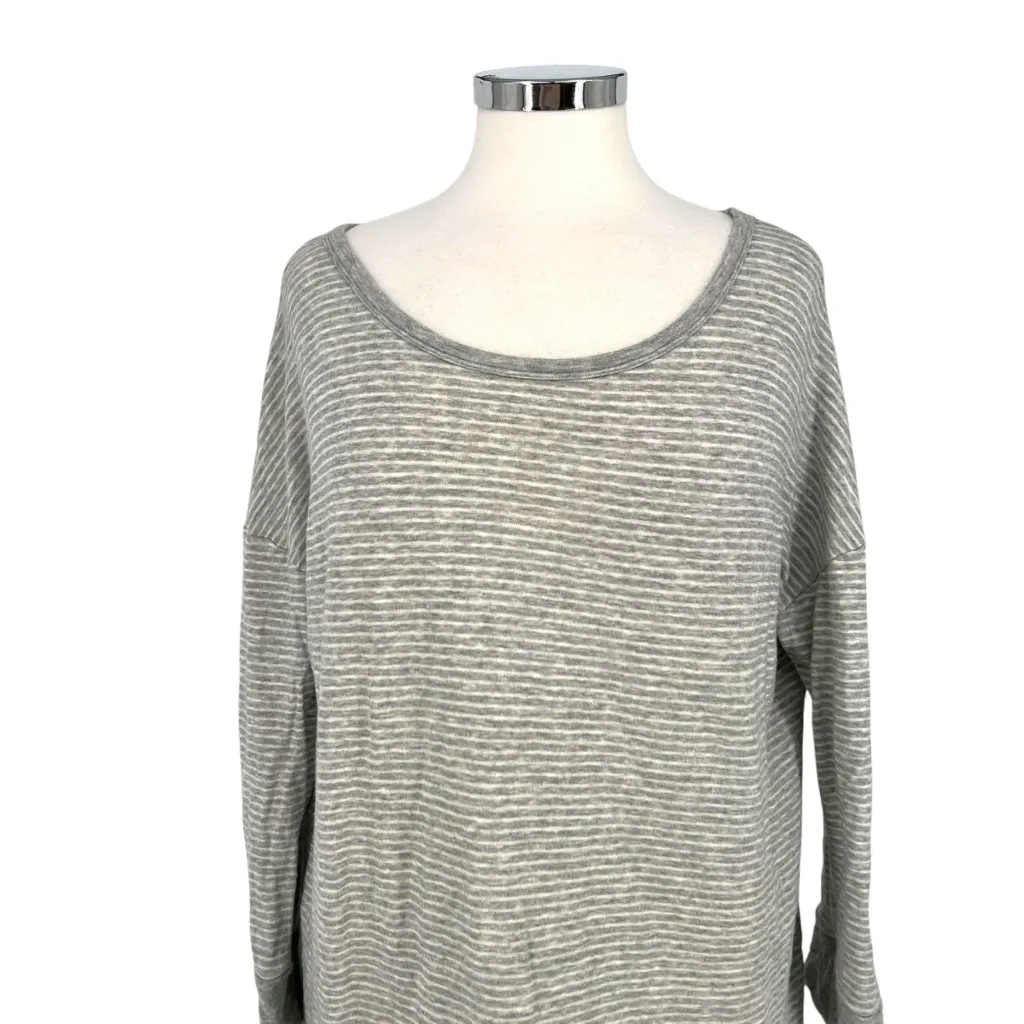James Perse Striped Relaxed Fit Tunic Top Gray White Size XL 4 - Image 2