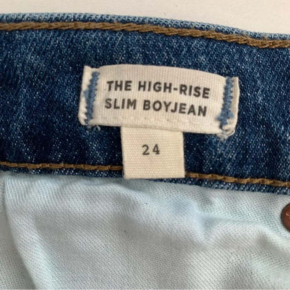 EUC Madewell The High Rise Slim Boyjean Tuxedo Strap Jeans Size 24 - Image 4