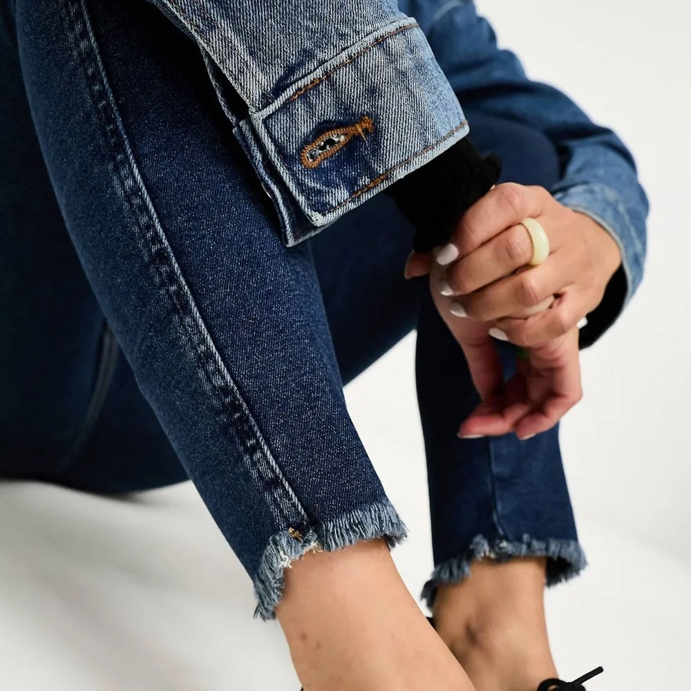 Free People Raw High Rise Skinny Jeans In Navy - Image 2