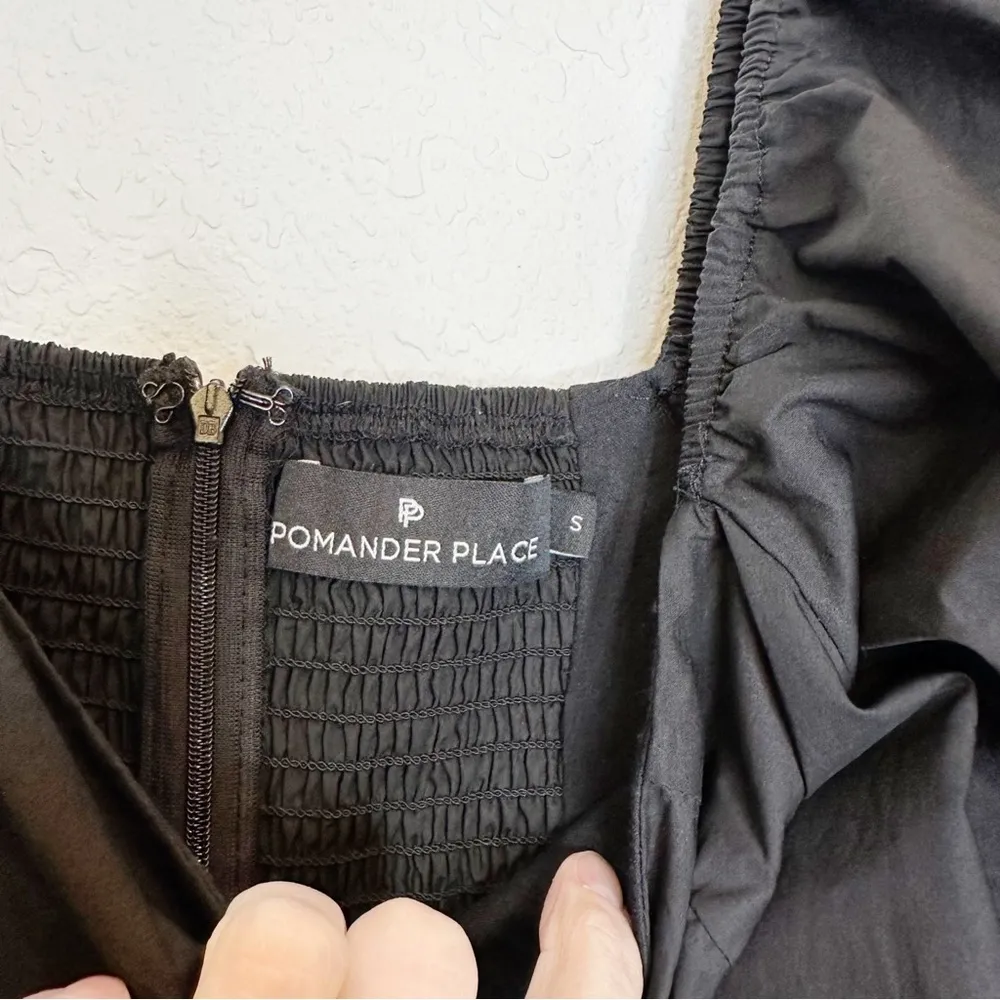 Tuckernuck Pomander Place Square Neck Chloe Mini Dress Black Puff Sleeves Small - Image 7