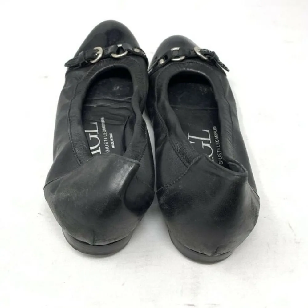 AGL Attilio Giusti Leombruni Black Leather Flats Size 8 - Image 5