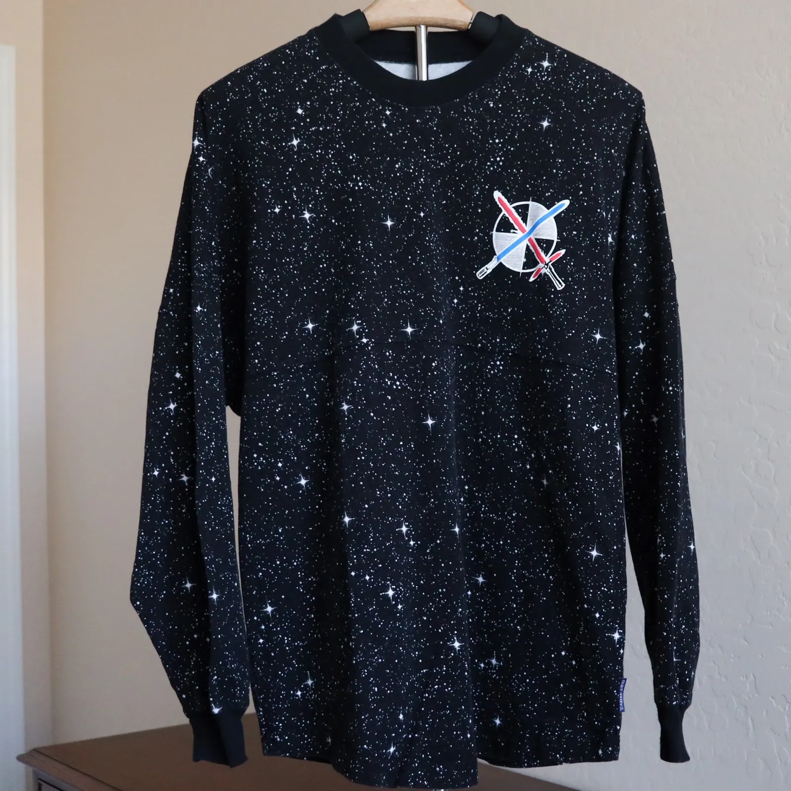 Disney Star Wars Rise of Skywalker Spirit‎ Jersey Small Black Galaxy Puff Print - Image 3