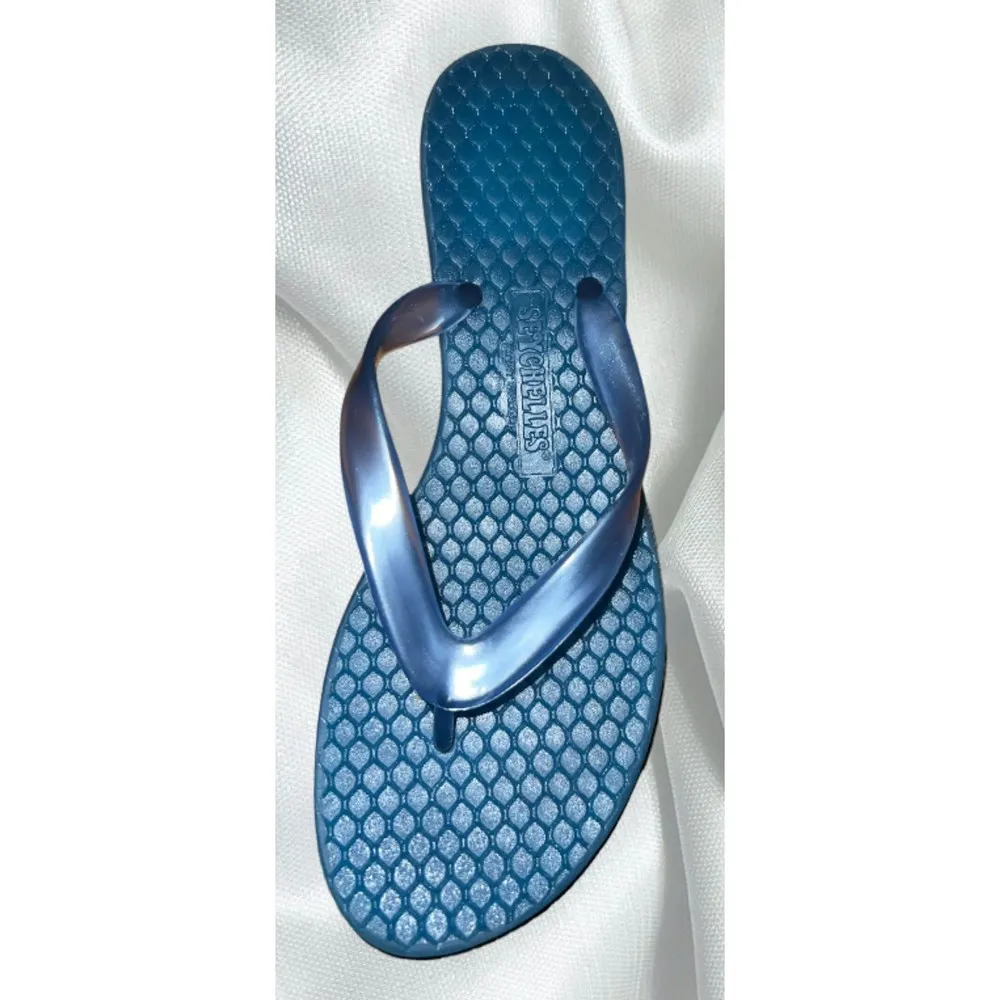 Seychelles Sandals Womens Low 1.5" Heel Flip Flops US Size 8 Blue Summer Shoe - Image 2