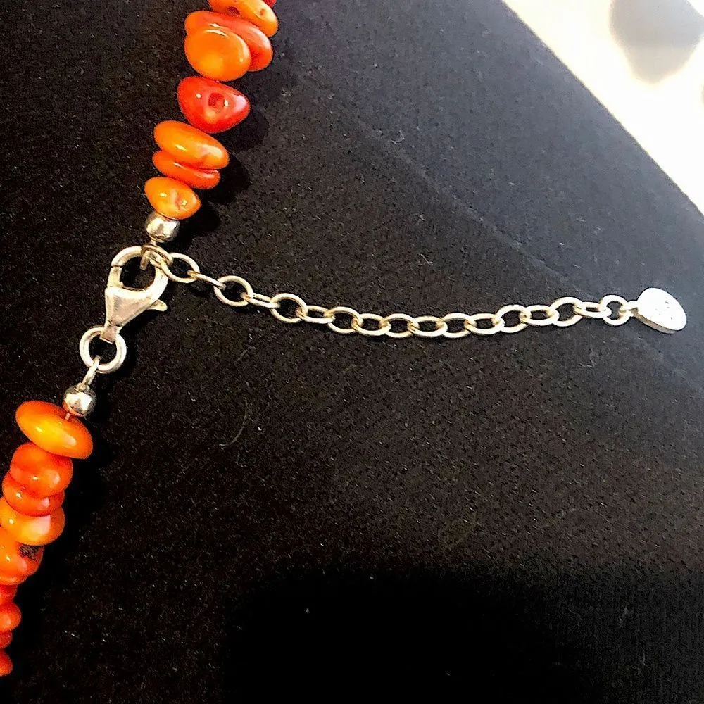 BARSE Orange Coral and Sterling Silver Beaded Vintage Bracelet and Necklace Set Orange - Image 9