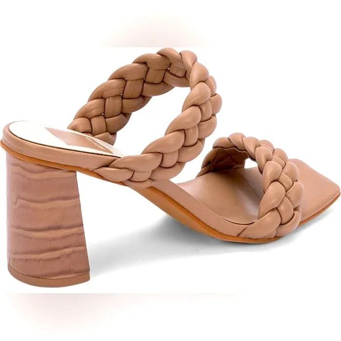 Dolce Vita Paily Braided Sandal Chunky Heel Women's 9.5 Tan‎ Faux Leather NEW Tan - Image 2