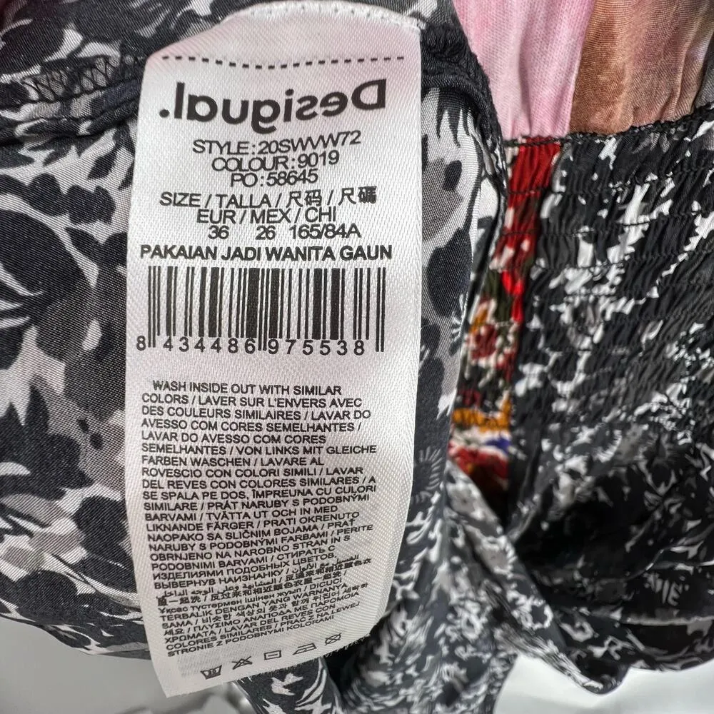 Desigual Silk Feel Make Love Not War Peace Dress Size 2 US New - Image 11