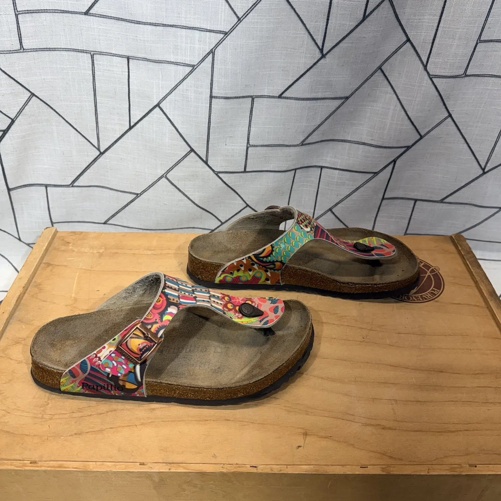 BIRKENSTOCK GIZEH BIRKO-FLOR THONG SANDALS Pink Teal Yellow SIZE 10 US / 41 EU - Image 10