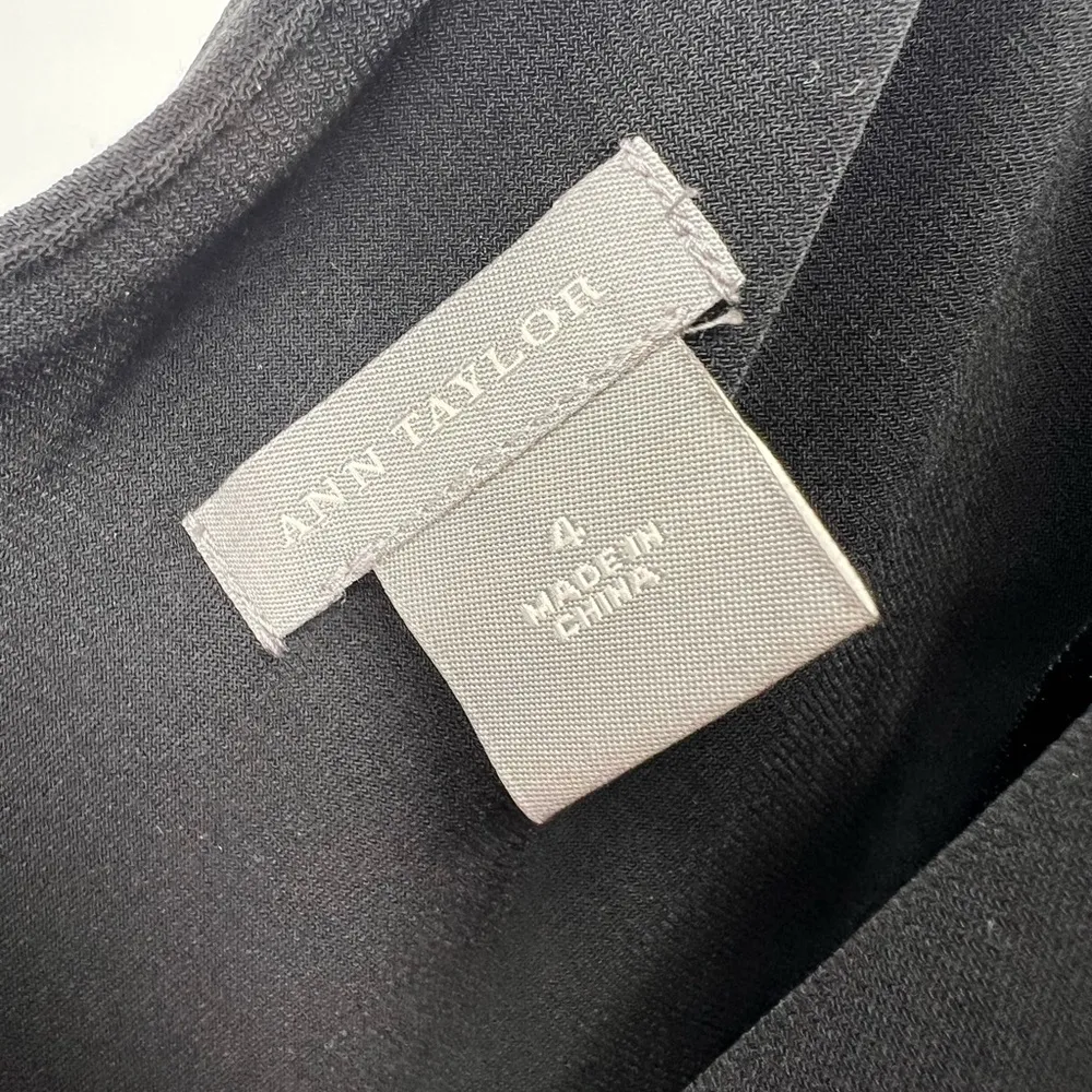 Ann Taylor draped yolk black dress 4 fit & flare wedding bridesmaid - Image 8