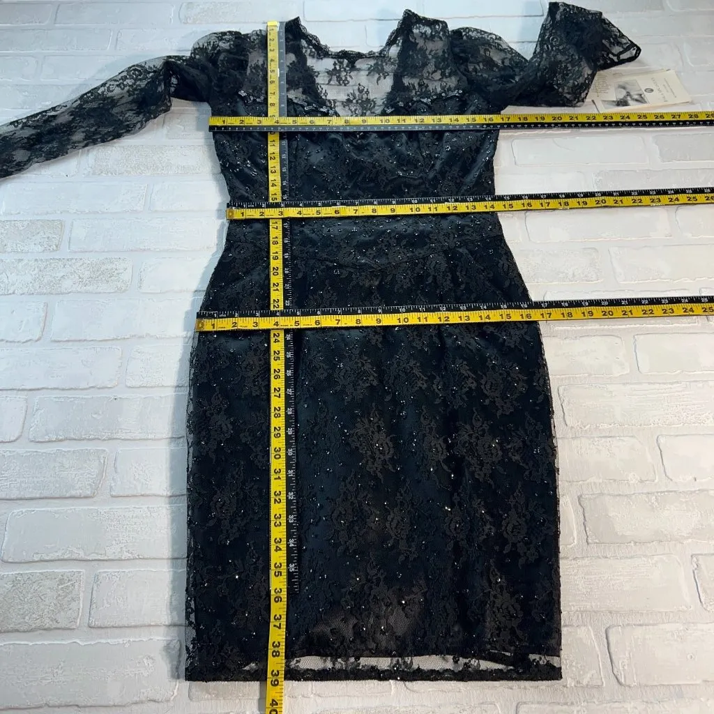 Gunne Sax Jessica‎ McClintock Dress 11/12 Sequin Lace Whimsigoth VTG Deadstock - Image 2