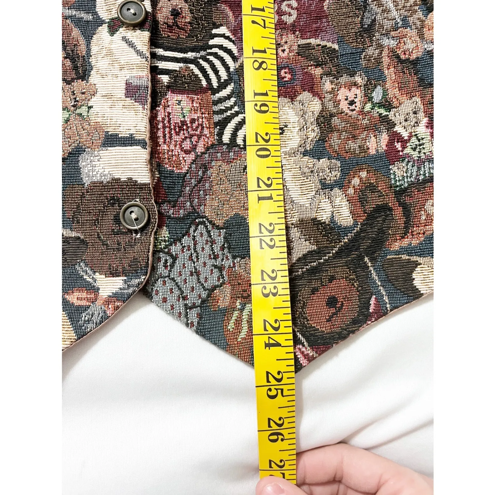 PASTA Womens‎ Vintage 90s Teddy Bear Tapestry Vest Size L Novelty Animal Print Brown Size L - Image 8