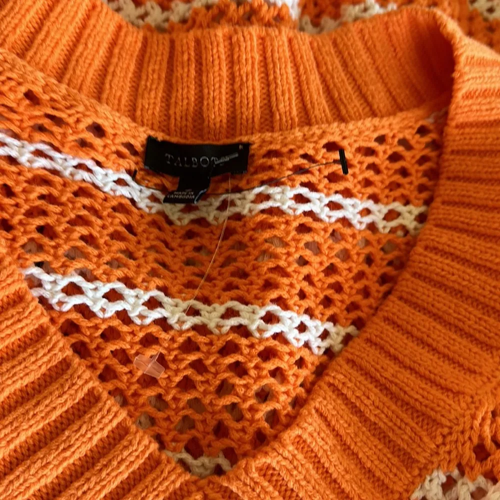 NWOT Talbots Open Weave Long Sleeve Sweater Striped - Image 7