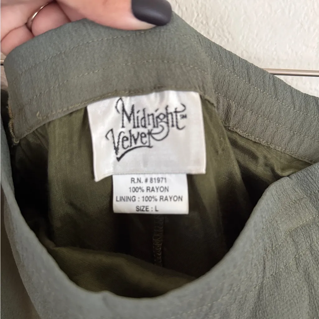 Midnight Velvet Sage Green maxi skirt bohemian boho womens size Large - Image 3