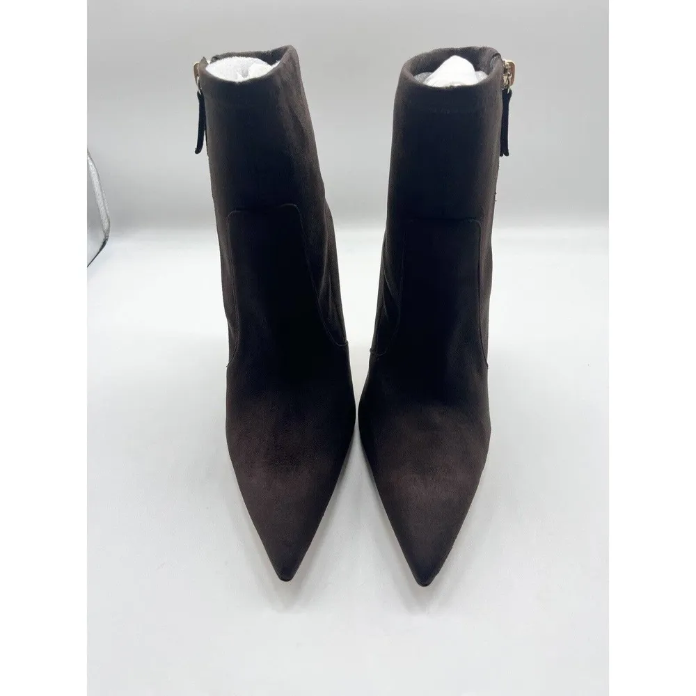 NWT Good American The Icon Bootie Chocolate Brown Suede Heeled Booties Sz 8 - Image 6