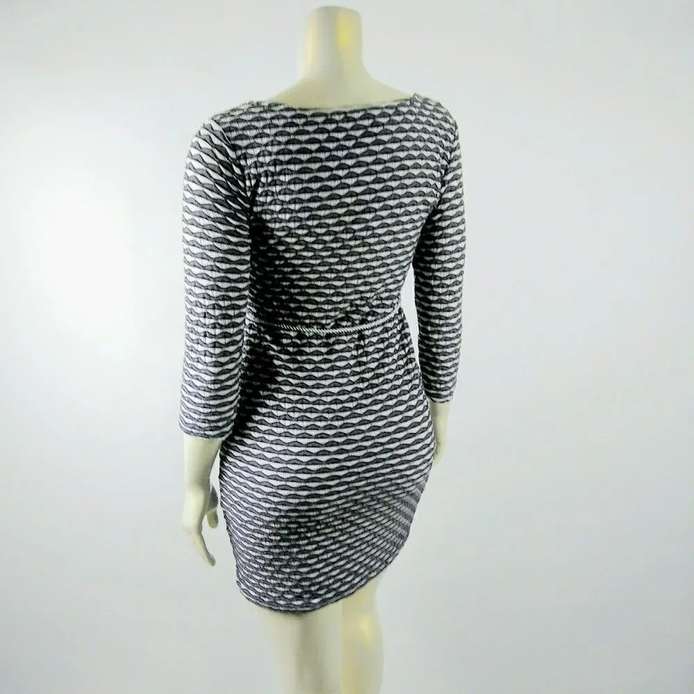 SHARAGANO Gray White Sheath Dress w/ Belt Size 10 - Image 5