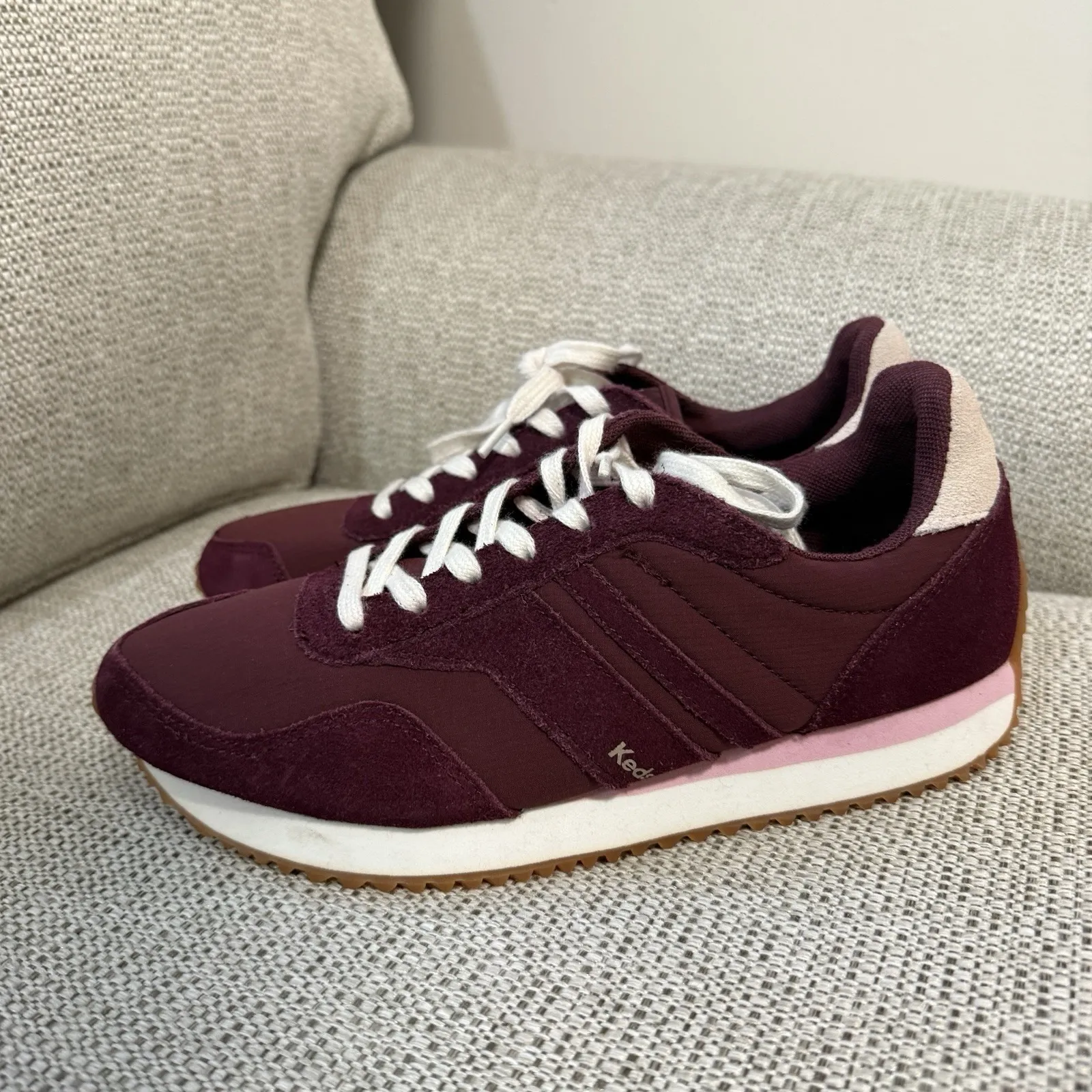 Keds Rena Nylon Suede Sneakers in Burgundy/Mauve Size 8 - Image 5