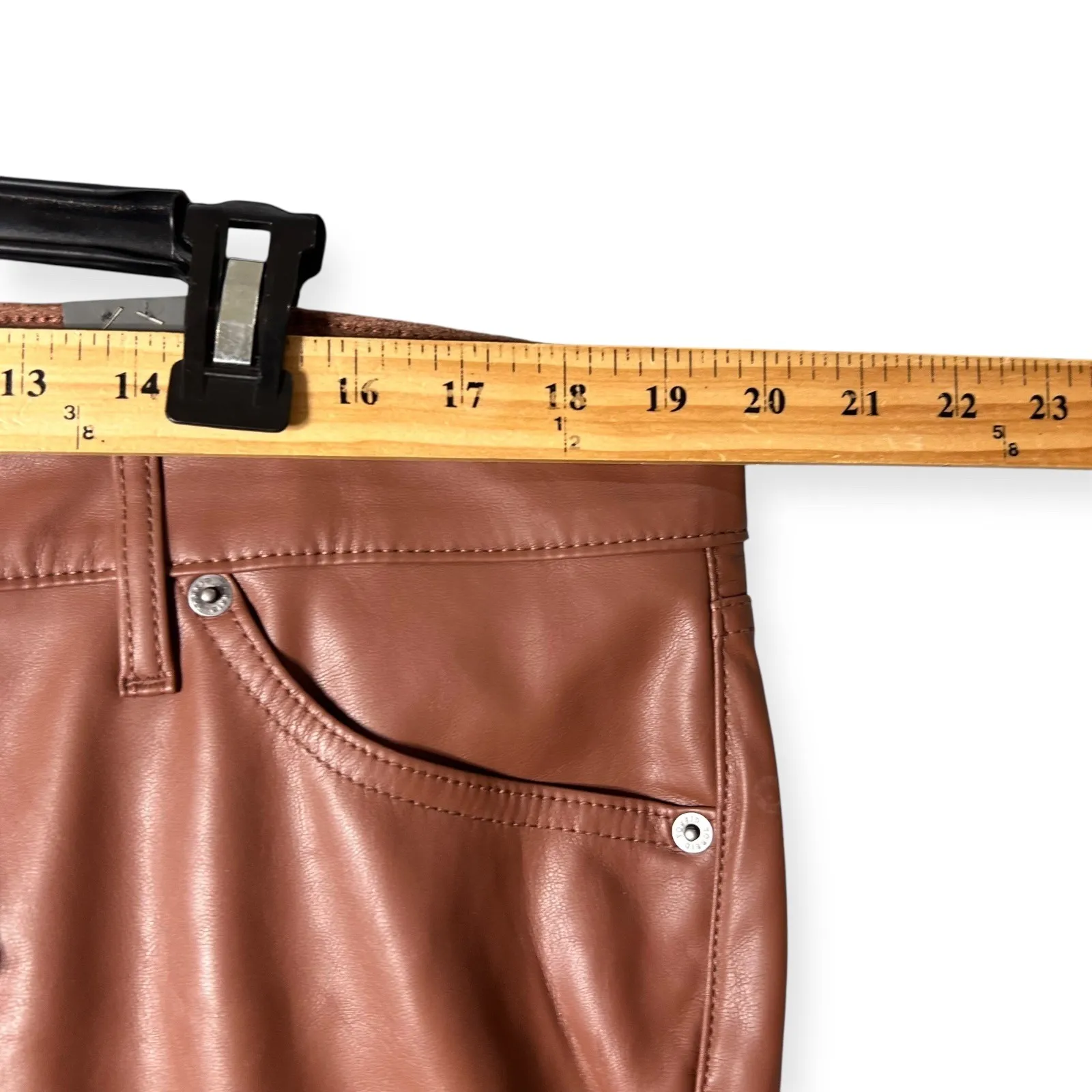 NEW Torrid Faux Leather Pants Womens 16R Brown Perfect Skinny Mid‎ Rise Ankle - Image 12