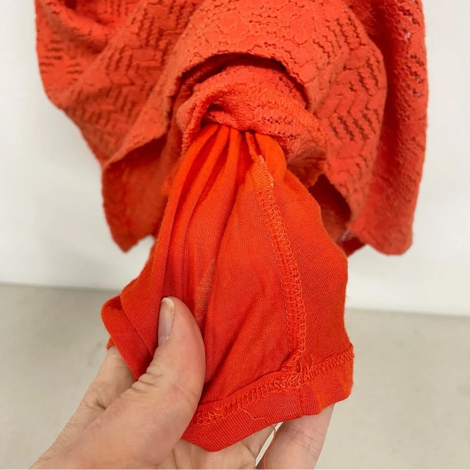 Free People Orange Sleeveless Textured Mini Dress Womens S Beachy Summer Casual - Image 3