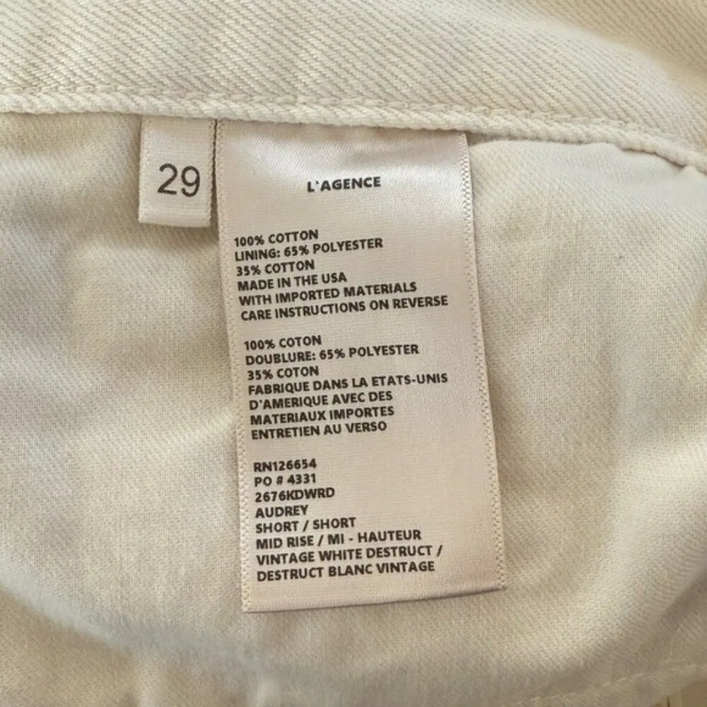 L’AGENCE Audrey Mid Rise Distressed Cutoff Jean Shorts Biscuit Size 29 NEW - Image 6
