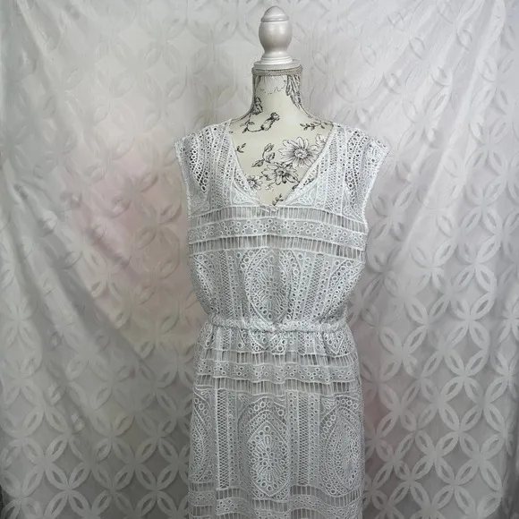 Talbots White Lace Maxi Dress‎ Cover-Up Size M NWT - Image 6