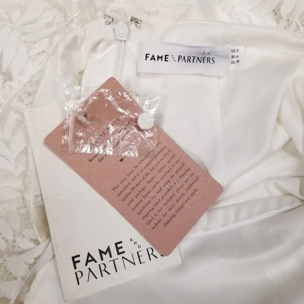 NWT Fame and Partners Chelsey White Lace Wedding Gown Dress Sz 2 - Image 11