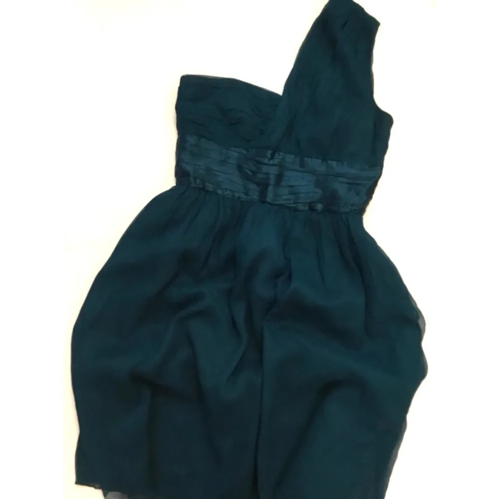Maggy London Teal Silk Crinkle Crepe One Shoulder Dress Sz 12 Women - Image 2