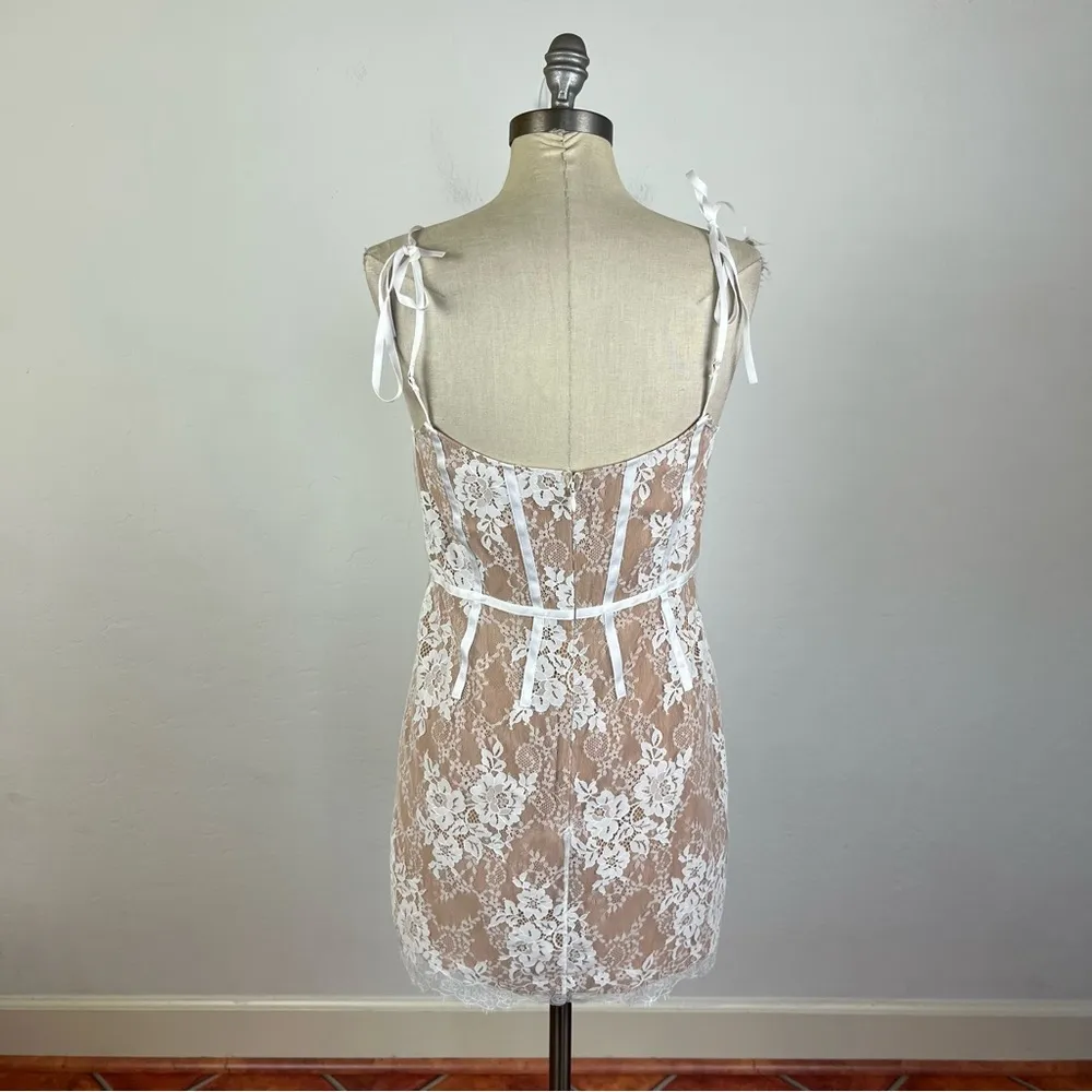 For Love & Lemons Cheyenne Lace Mini Dress in Ivory - Image 6