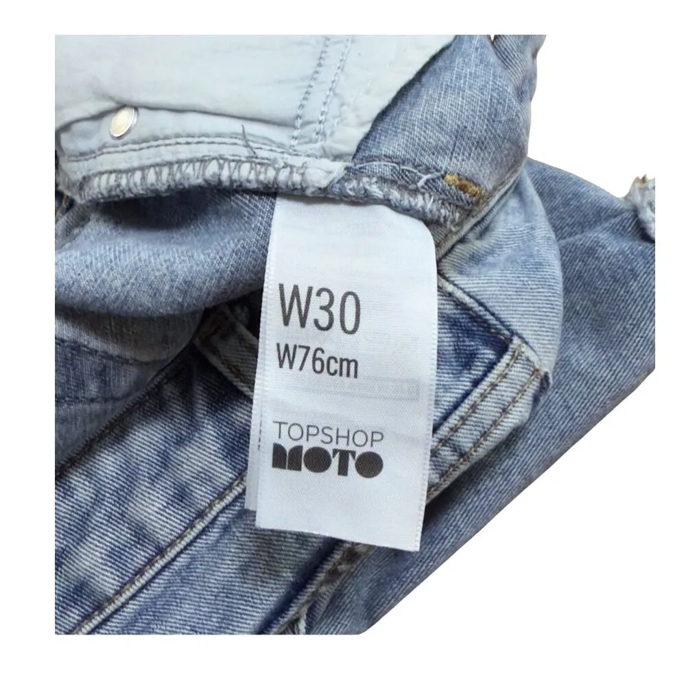 Topshop Moto Denim Shorts Size W30 Cotton Highwaisted Cutoff Jean Shorts - Image 6