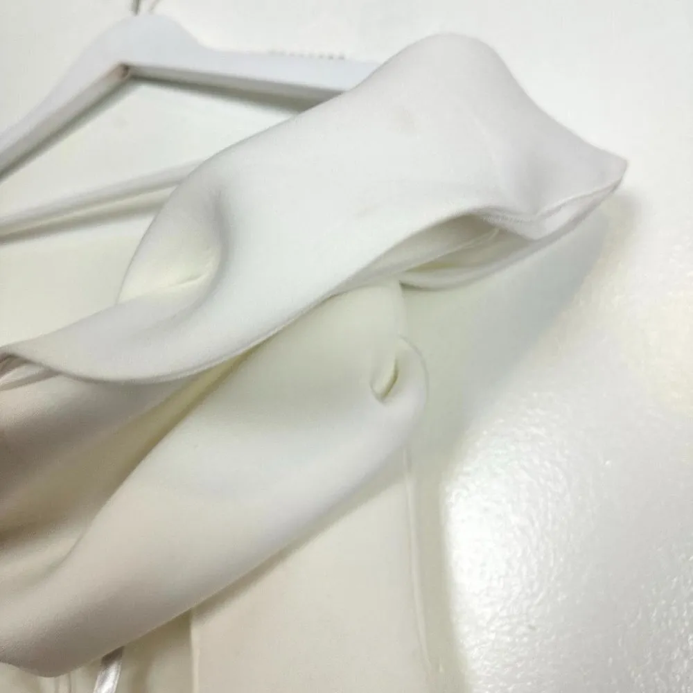 ASOS DESIGN Scuba One Shoulder Corset Detail Jumpsuit in White Size US 10 - Image 7