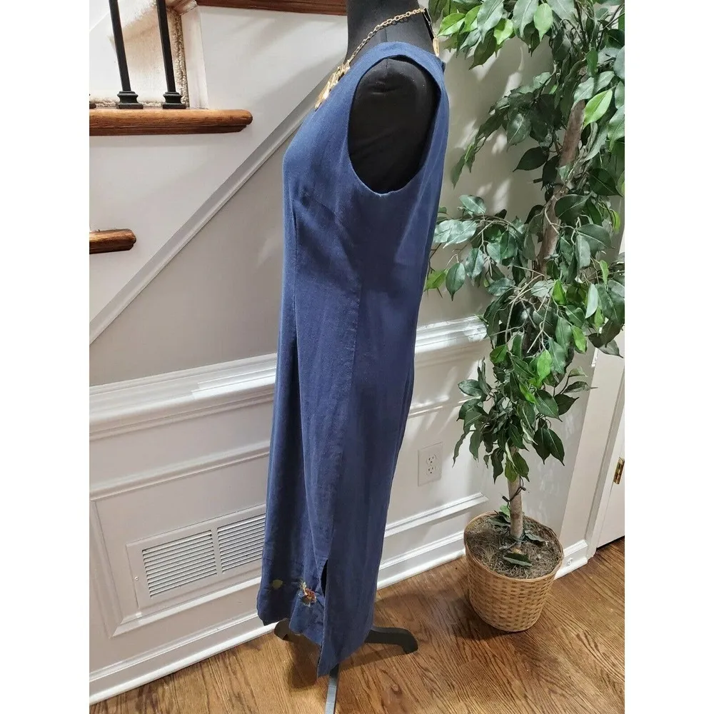 M.H.M Women Solid Blue Linen & Rayon Top Shirt & Maxi Dress 2 Piece Suit Size 10 - Image 7