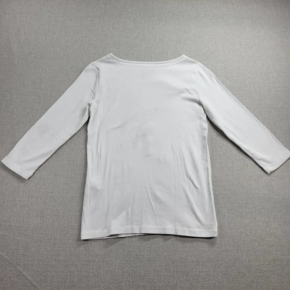 Chico's Womens Top Size 0 White Piper Boat 3/4 Sleeve Jersey Knit Cotton Tee - Image 10