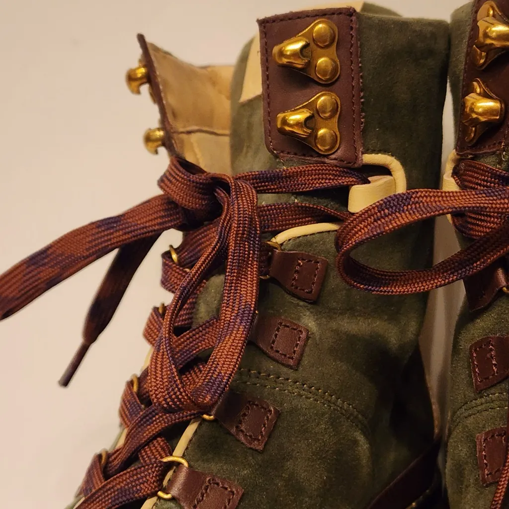 J. Crew Elsa Lace-Up Suede Boots Women’s Green & Brown Size 6 - Image 4