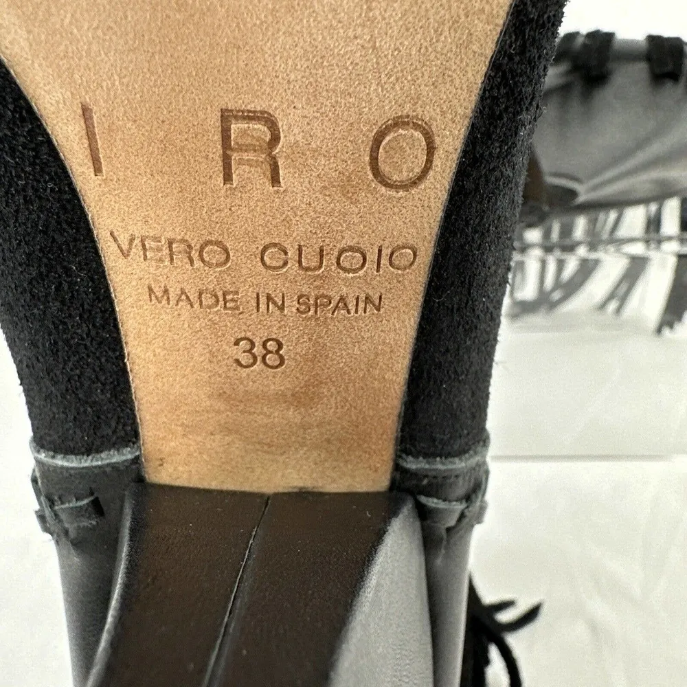 Iro Revolve Womens Xabea Bootie 7 US 38 EU Black Leather Suede Fringe - Image 9