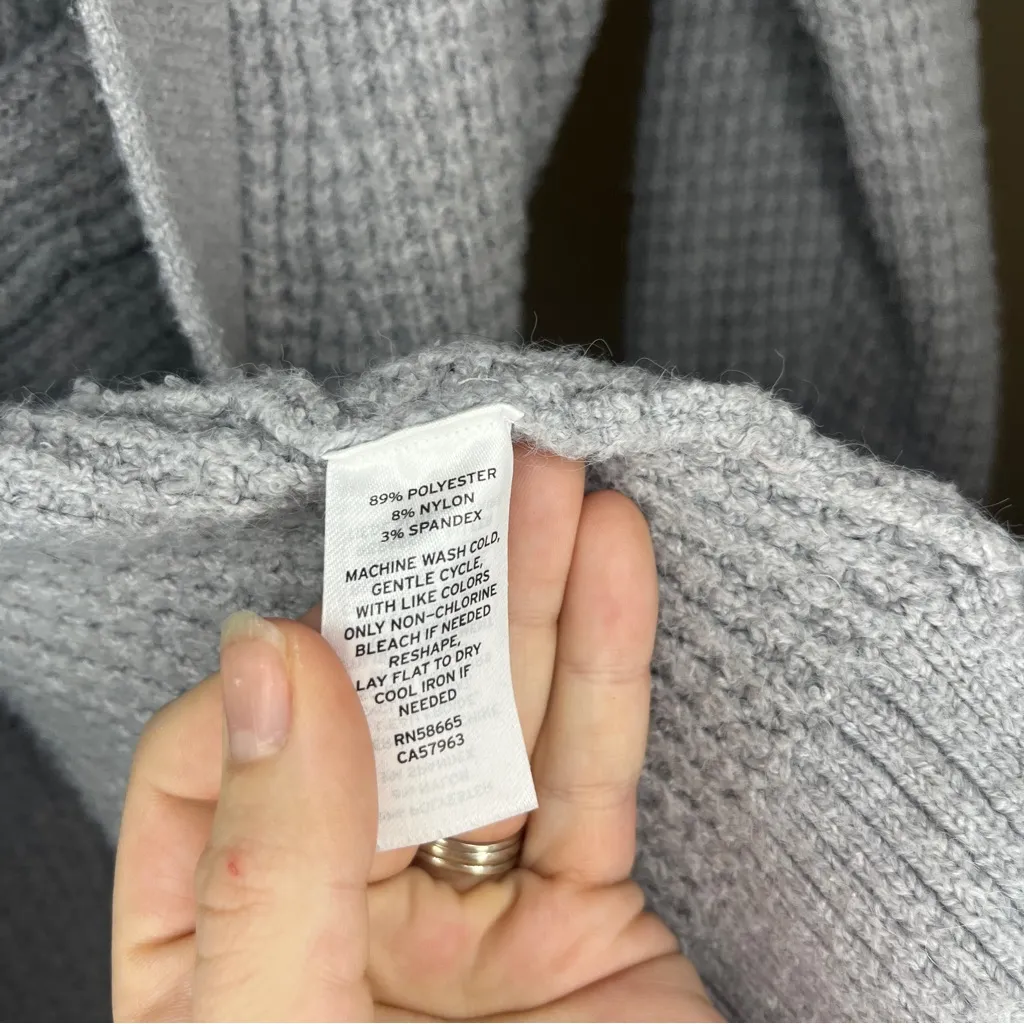 Caslon Women’s Medium Open Front Gray Cozy Cardigan Pockets Knit Winter Fall - Image 4