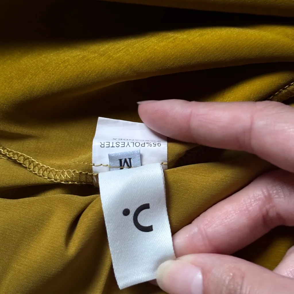 Commense mustard yellow green satin effect cutout backless strap tie maxi dress Gold Size M - Image 6