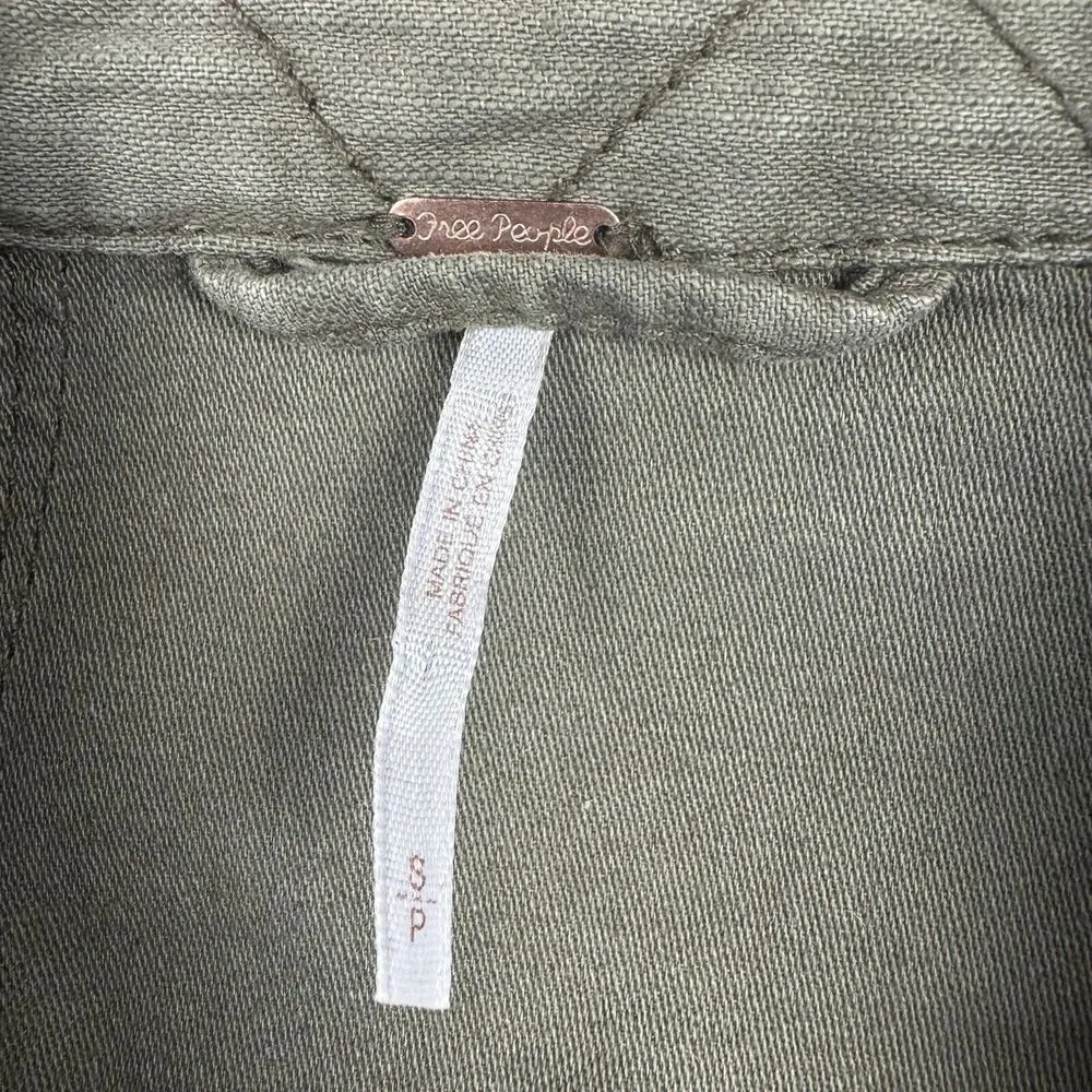 Free People Not Your‎ Brothers Surplus Jacket Green Full Zip Cargo Utility Sz S - Image 3