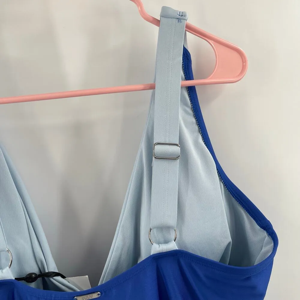 DKNY Lapis Swimsuit Size 16 Plunge Colorblock One Piece Plus Curvy Swim Blue NWT - Image 13