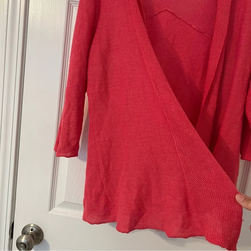 Eileen Fisher Coral Pink 100% Hemp Open front Lightweight Cardigan Size Medium - Image 6
