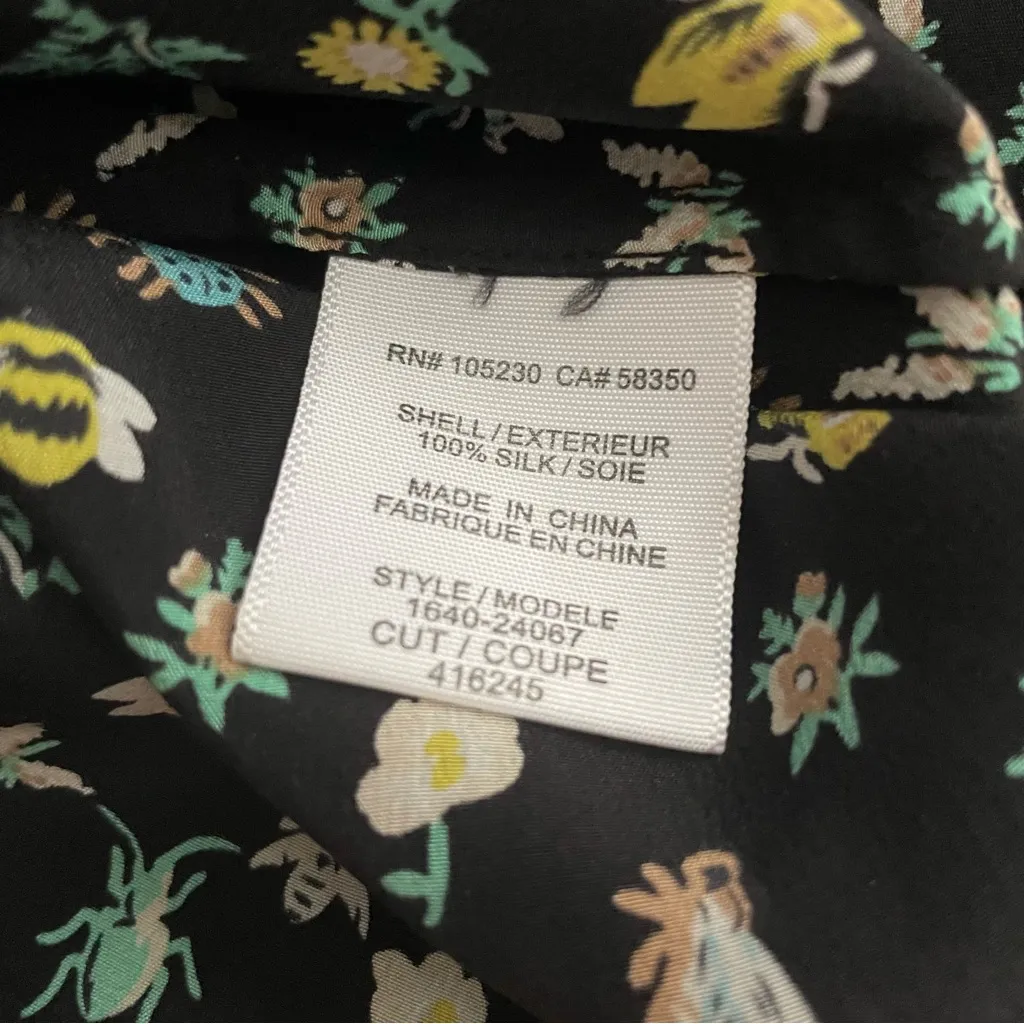 Joie Insect Novelty Print "Aruna" Silk Sleeveless Blouse Size XS - Image 4