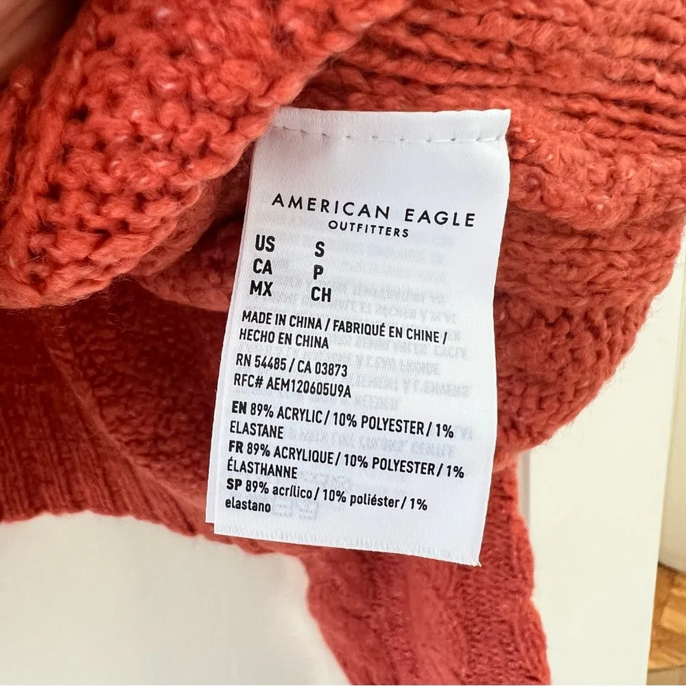 Outfitters Burnt Orange Hooded Cable Knit Pullover Sweater Small - Image 4