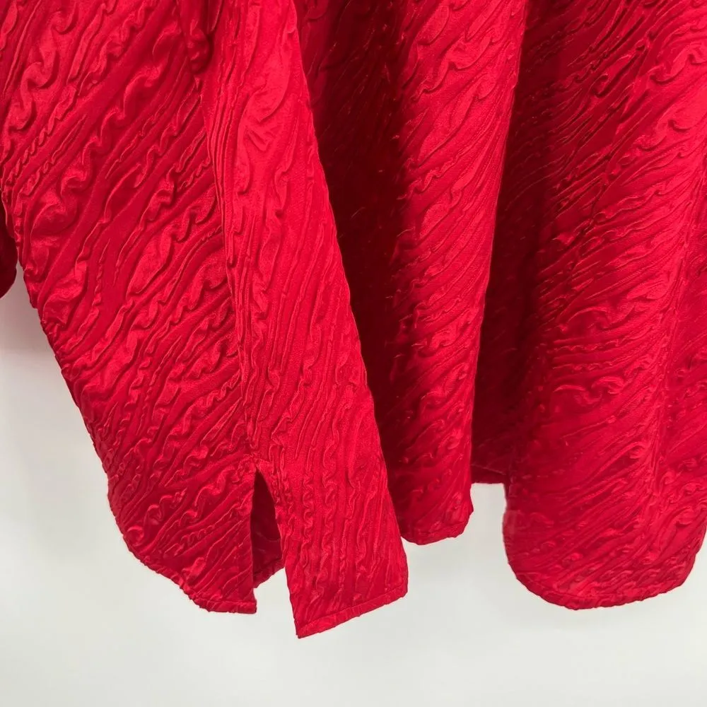 Maggie Barnes women’s red textured print button up long sleeve shirt size 2X - Image 6