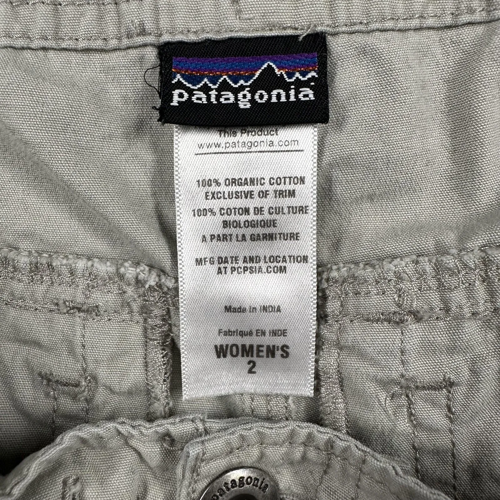 Patagonia Shorts Womens 2 Beige Organic Cotton Utility Drawstring Hiking Casual - Image 6
