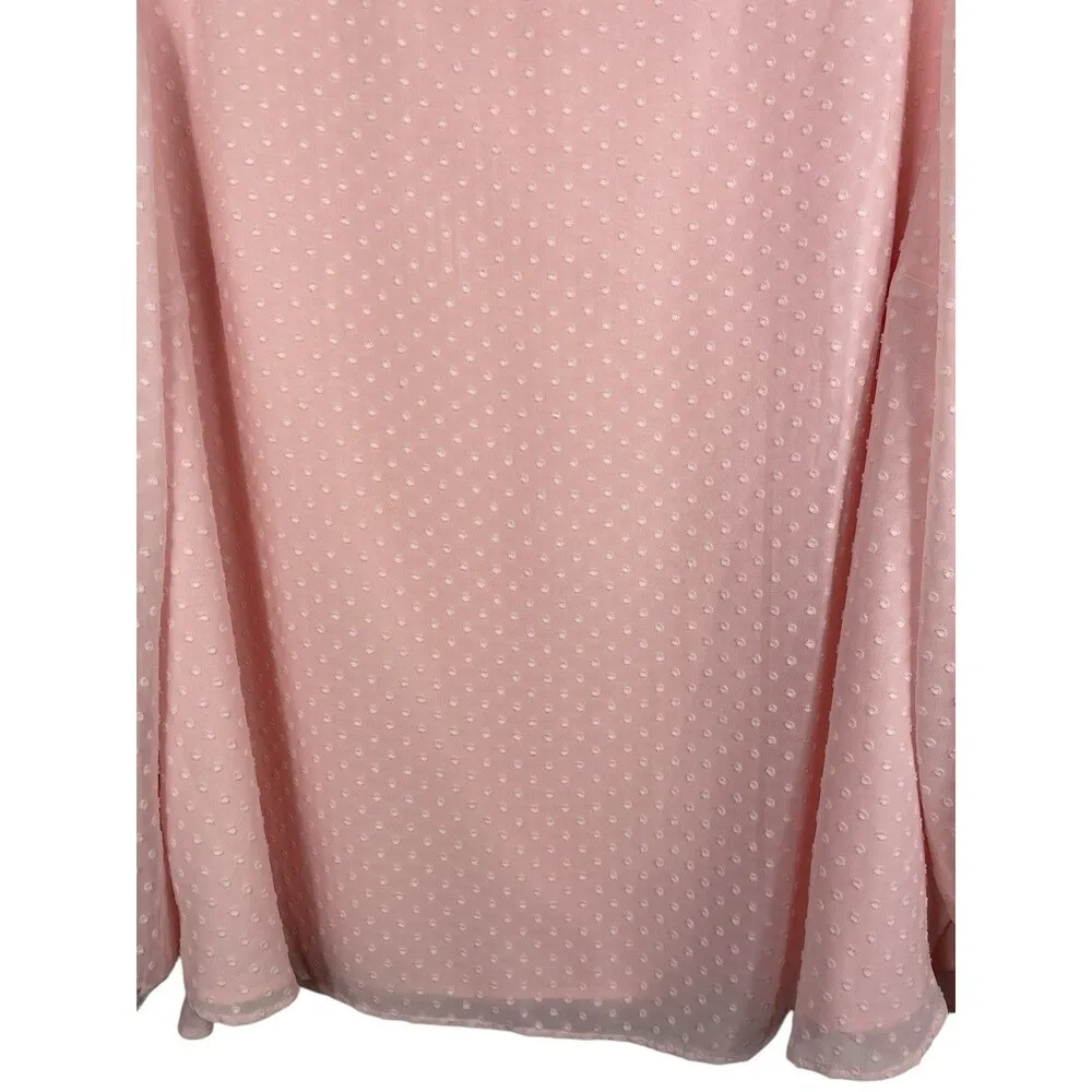 Nine West Blush Pink Semi Sheer Lined Long Sleeve Raised Pattern 3x Top - Image 3