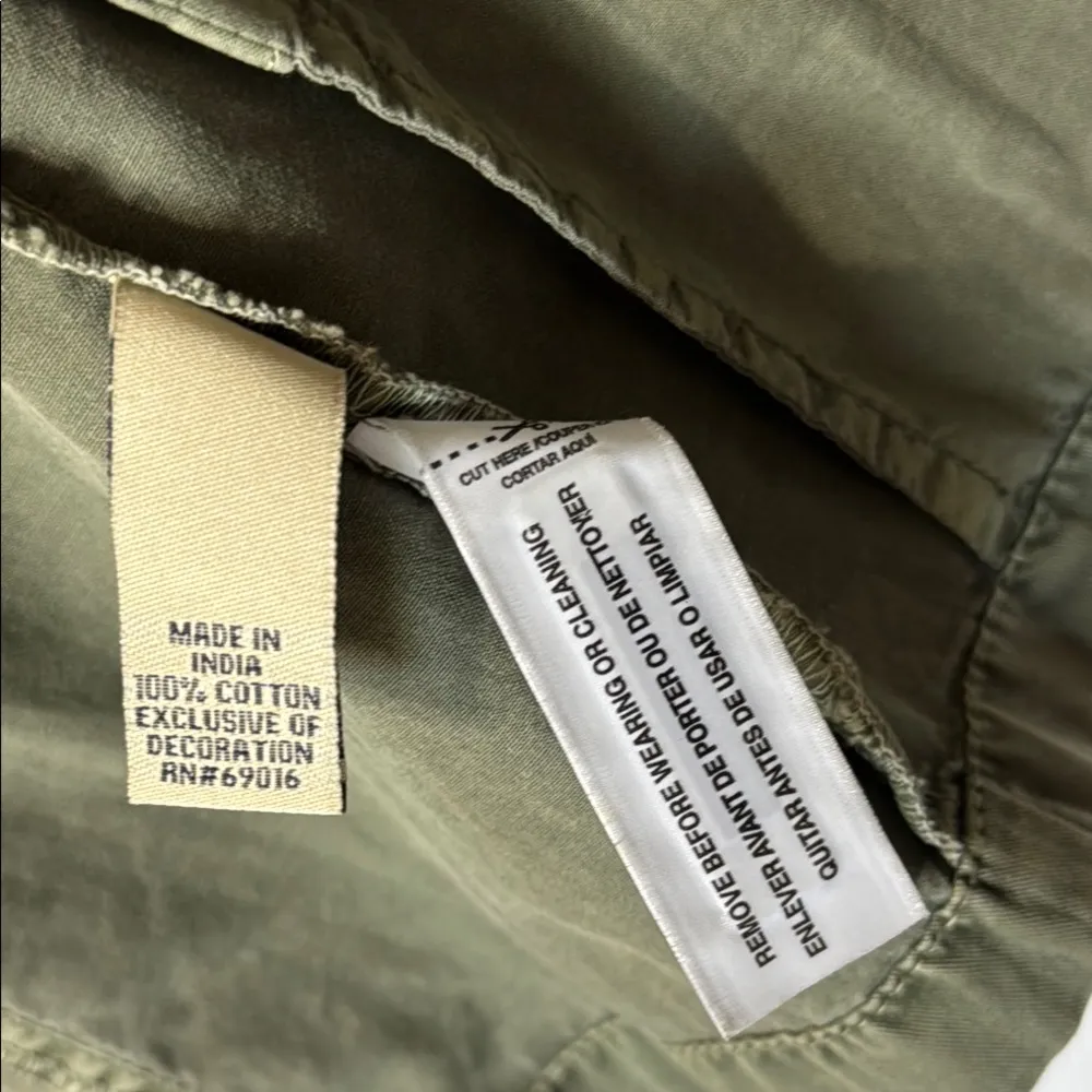 Ruff Hewn Olive Green Bead Embellished Vest Pockets Size Medium Chest 20” - Image 11