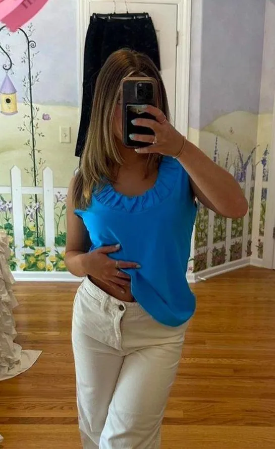 JonDen bright blue tank top with collar detailing - Image 5